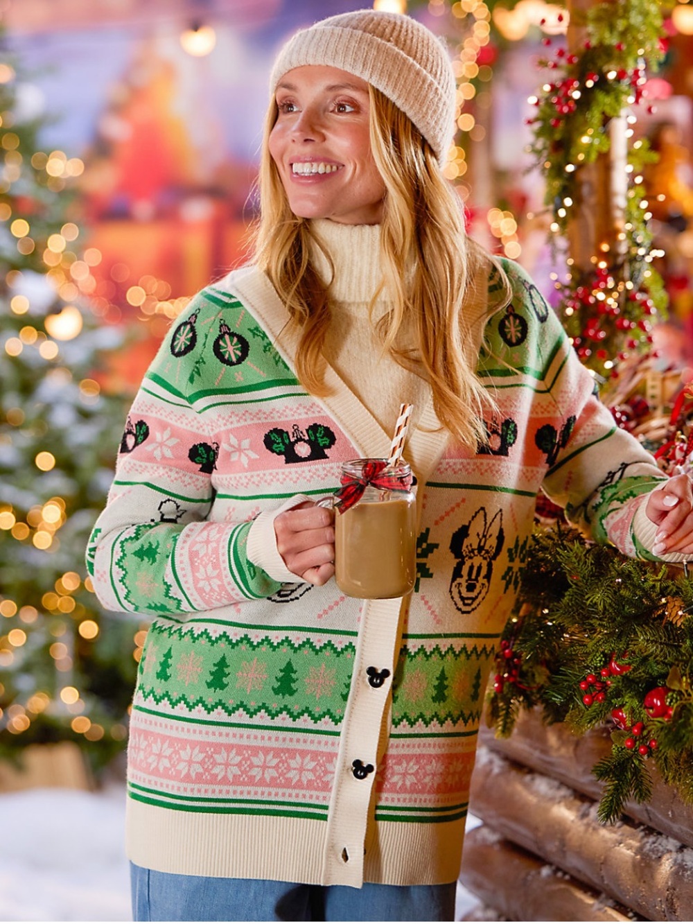 NEW Mickey Mouse and Friends Holiday Cardigan Sweater - Picture 2 of 12